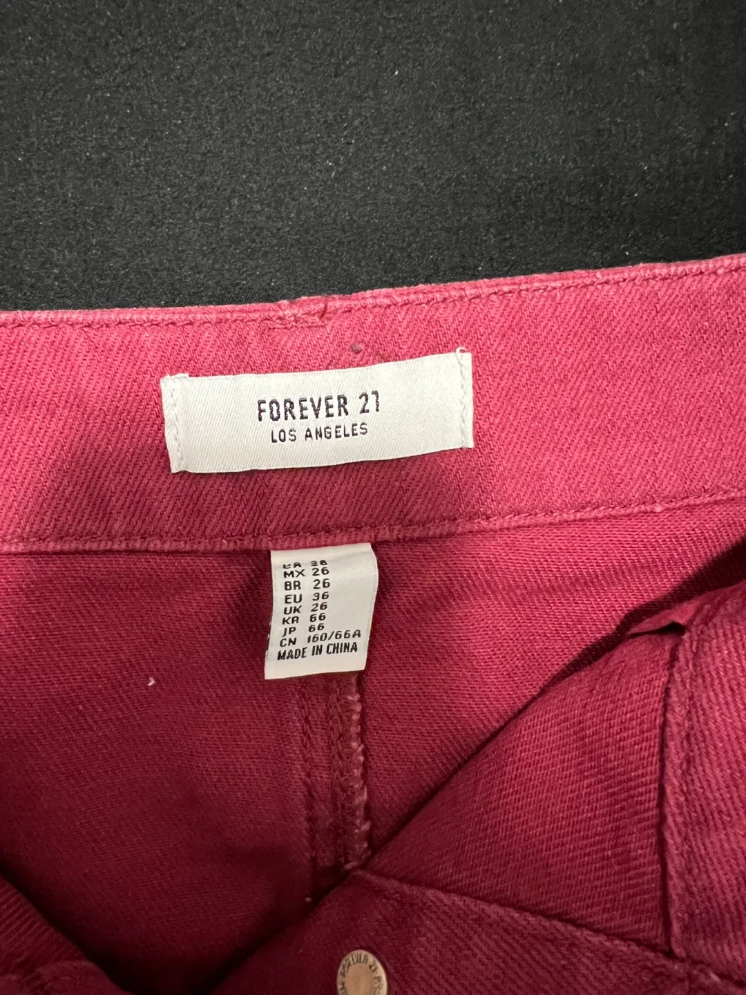 Forever 21 Maroon denim Skirt Size 26 image indicator(5)