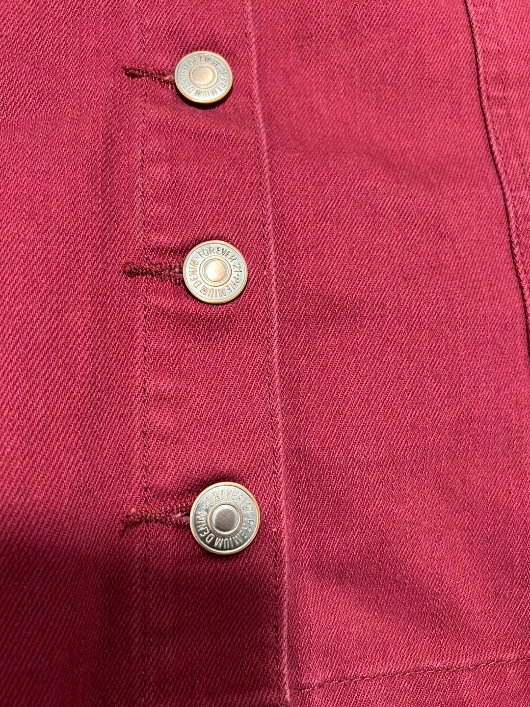 Forever 21 Maroon denim Skirt Size 26 image indicator(4)