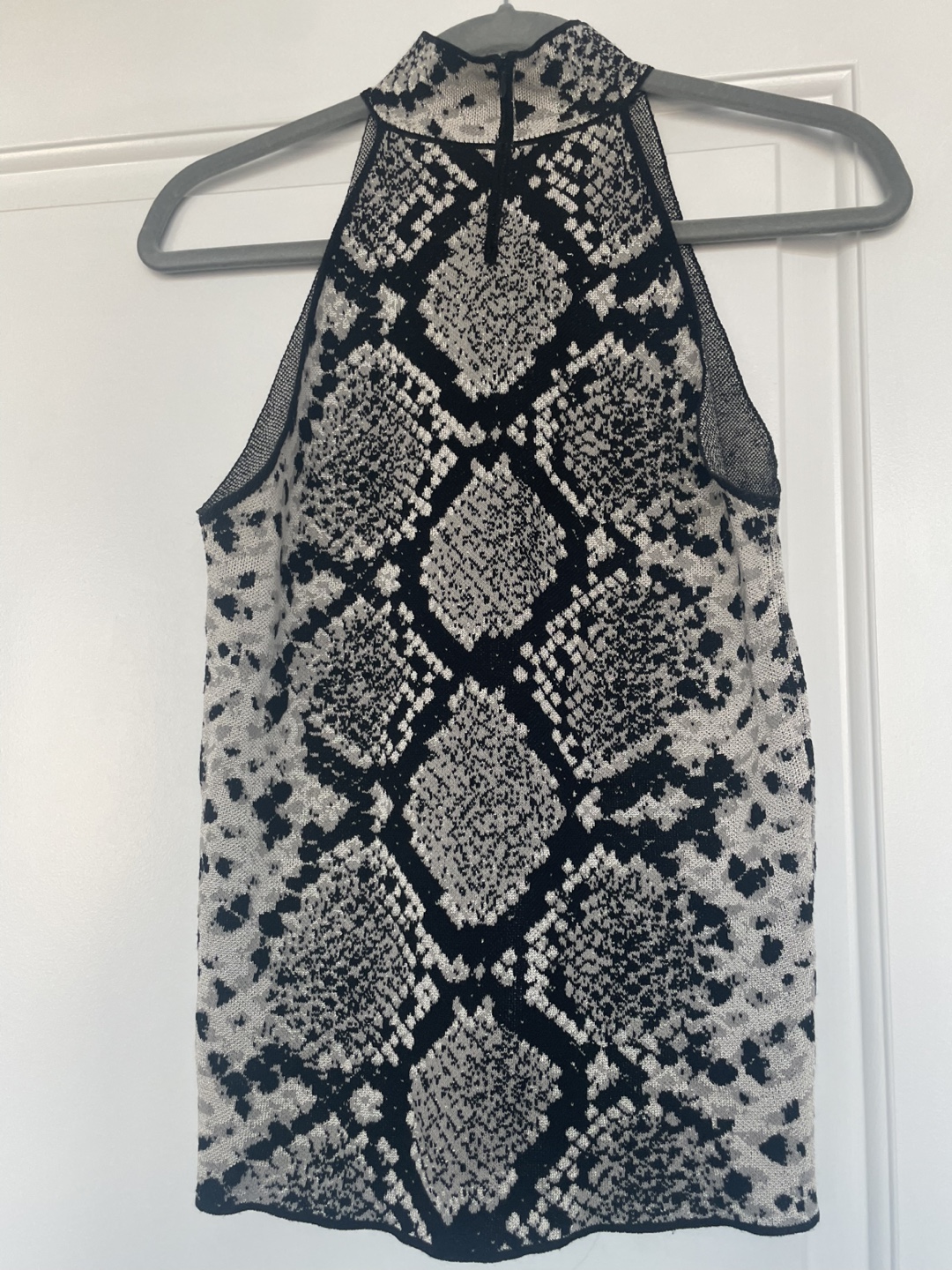 Black and White Snakeskin Patterned Halter Top