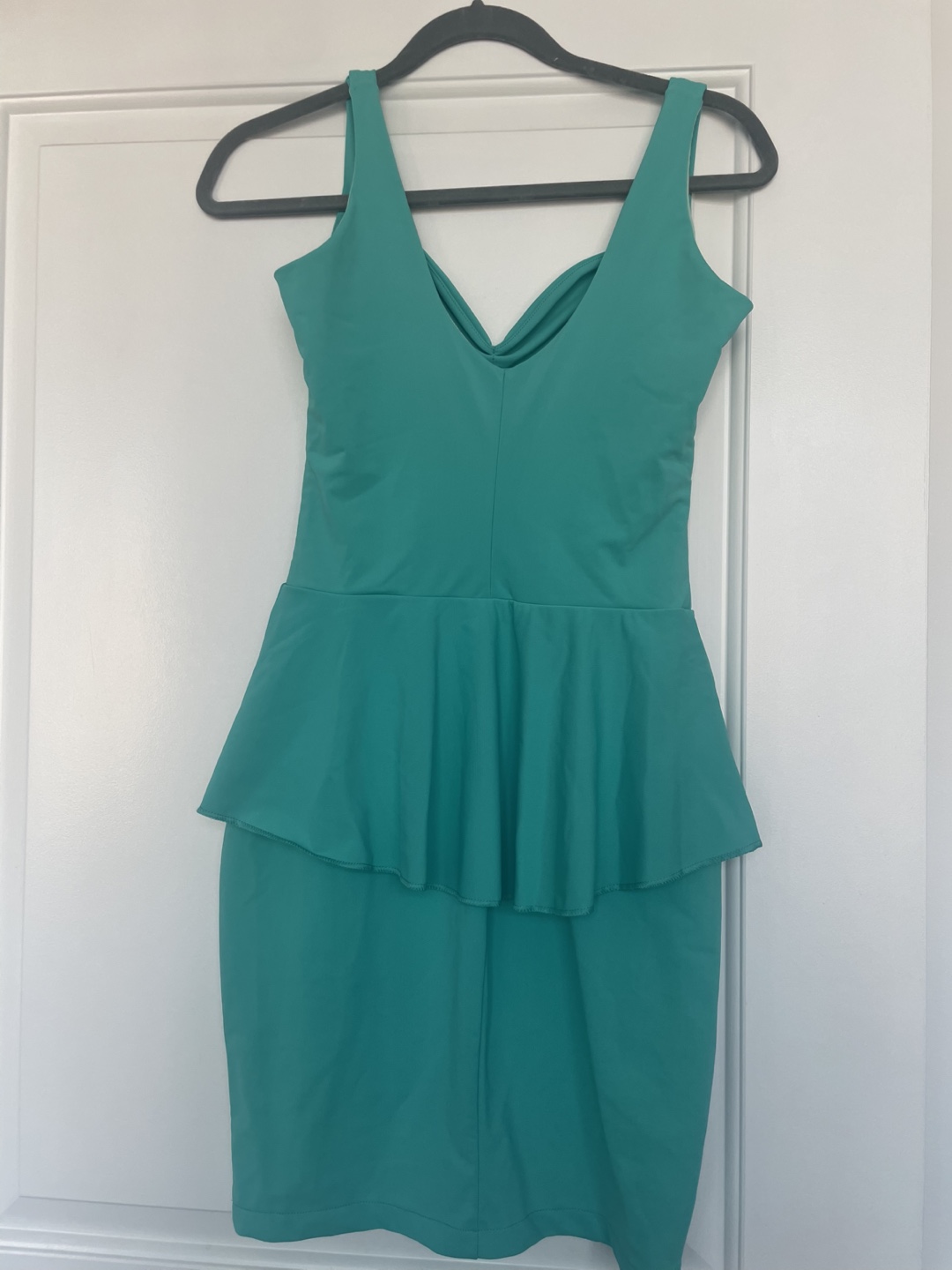 Green Fitted Dress with Ruffle Detail - photo 2