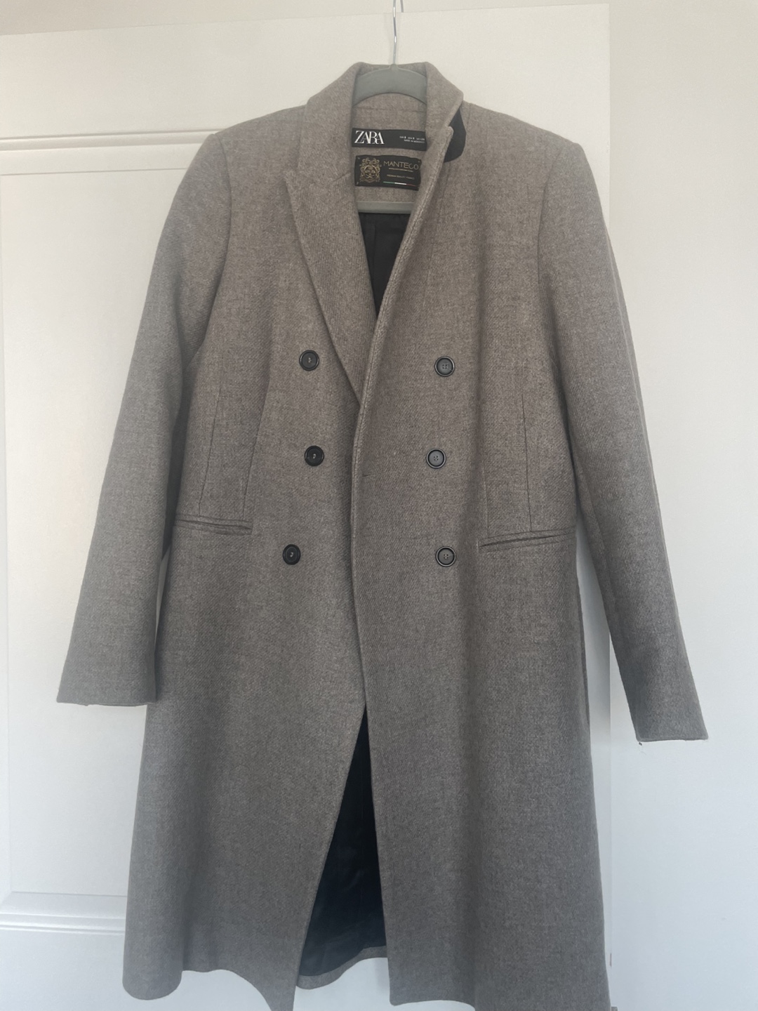Zara Grey Double Breasted Wool Coat