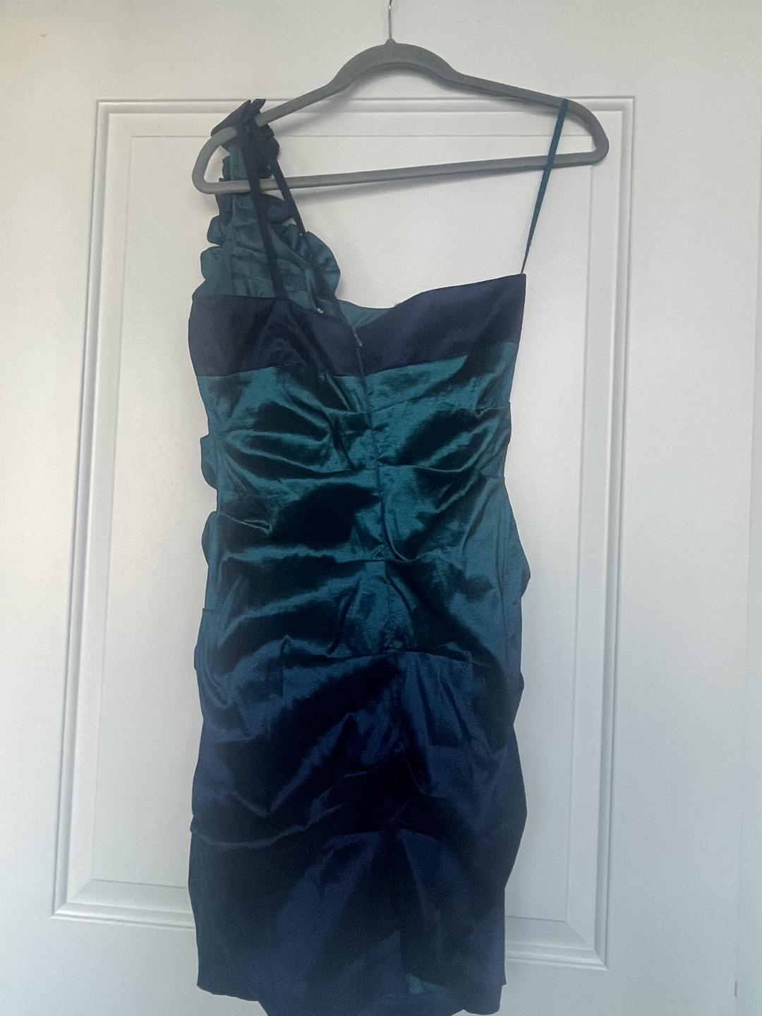 One Shoulder Teal and Navy Dress - photo 2