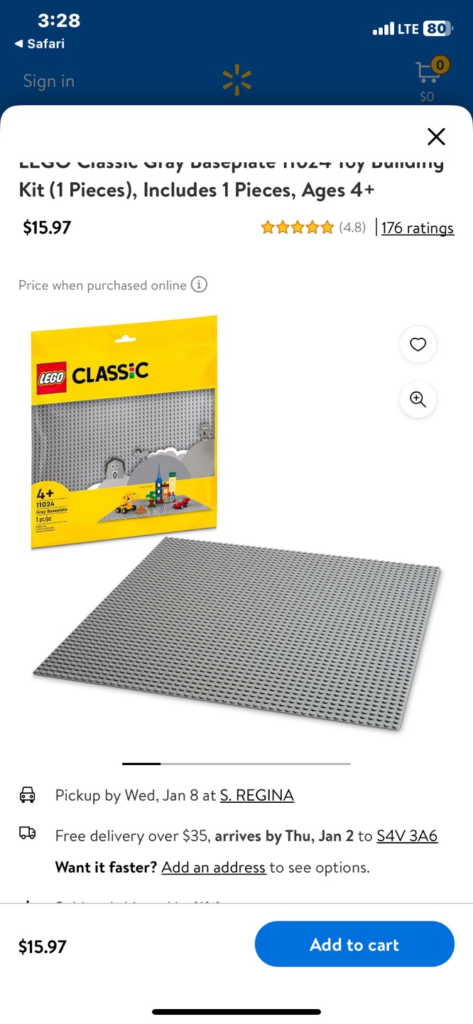 LEGO Baseplate 48x48 - Grey