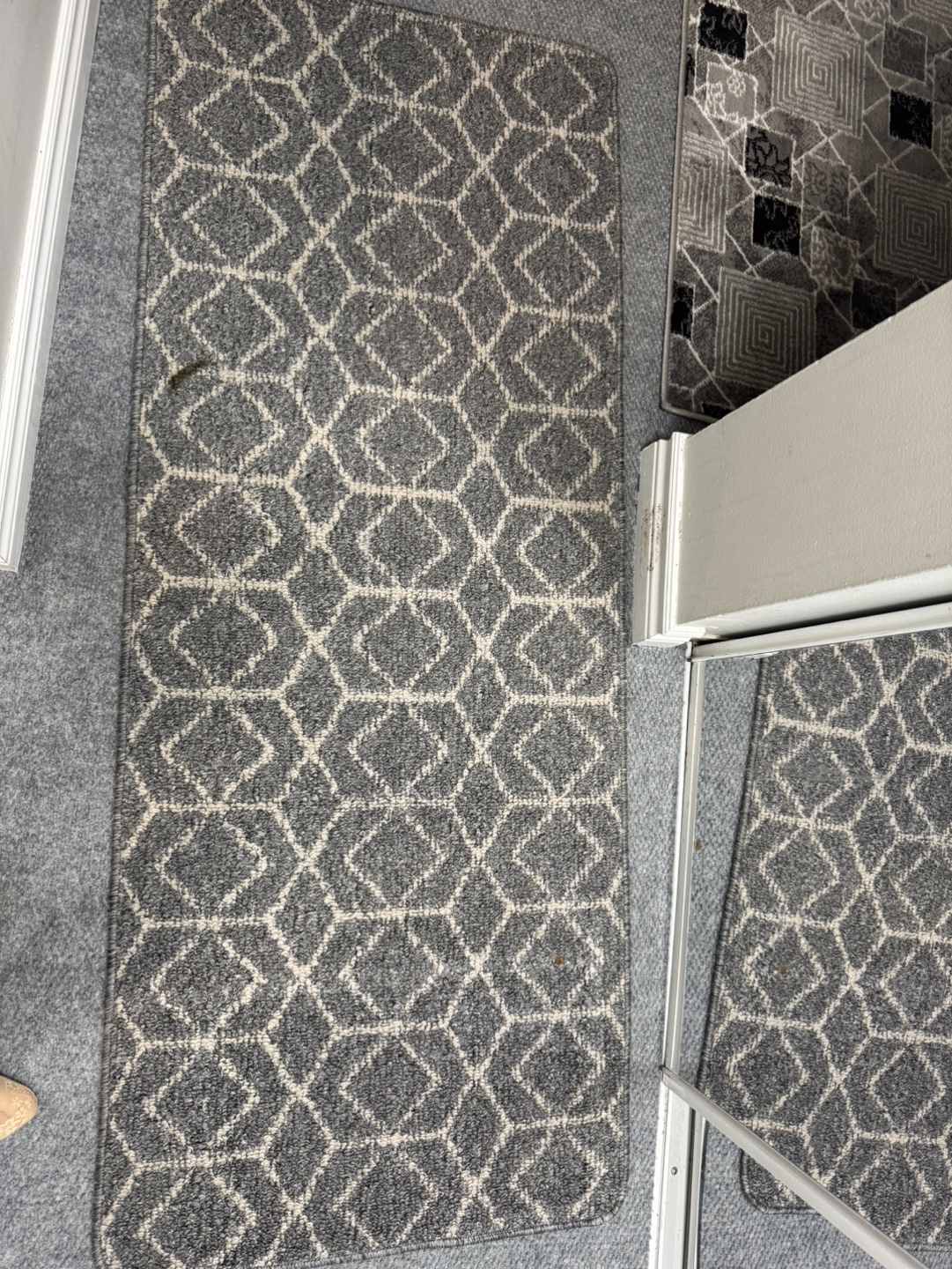 Grey and White Geometric Rug