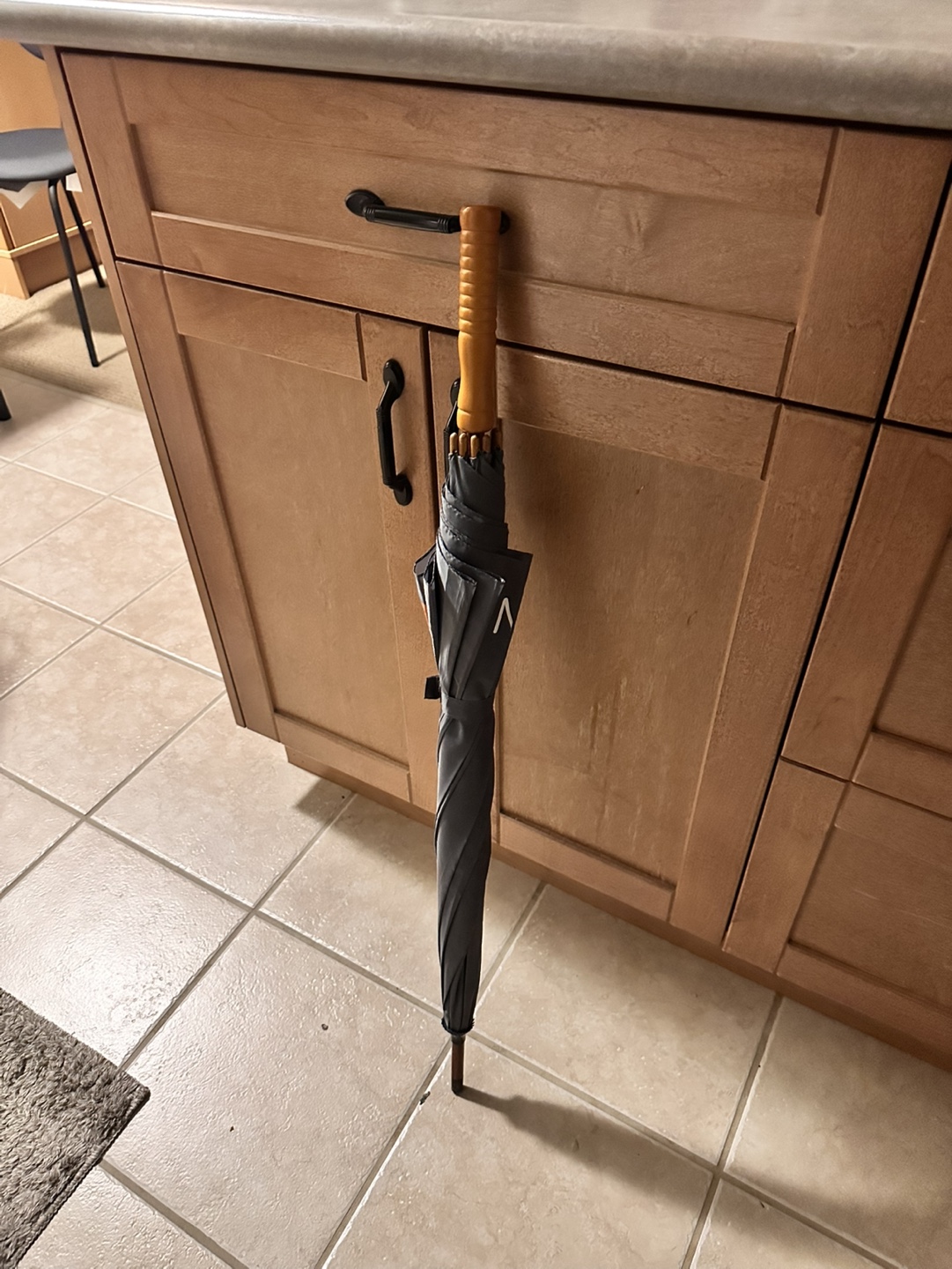 Umbrella with wooden handle
