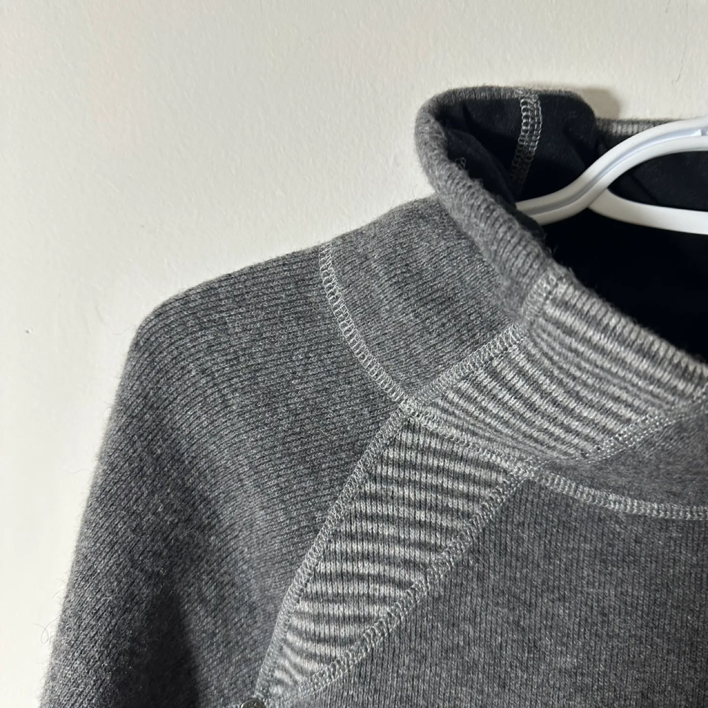 Prana Lucia Tie Funnel Neck Long Sleeve Grey Sweater Medium image indicator(5)