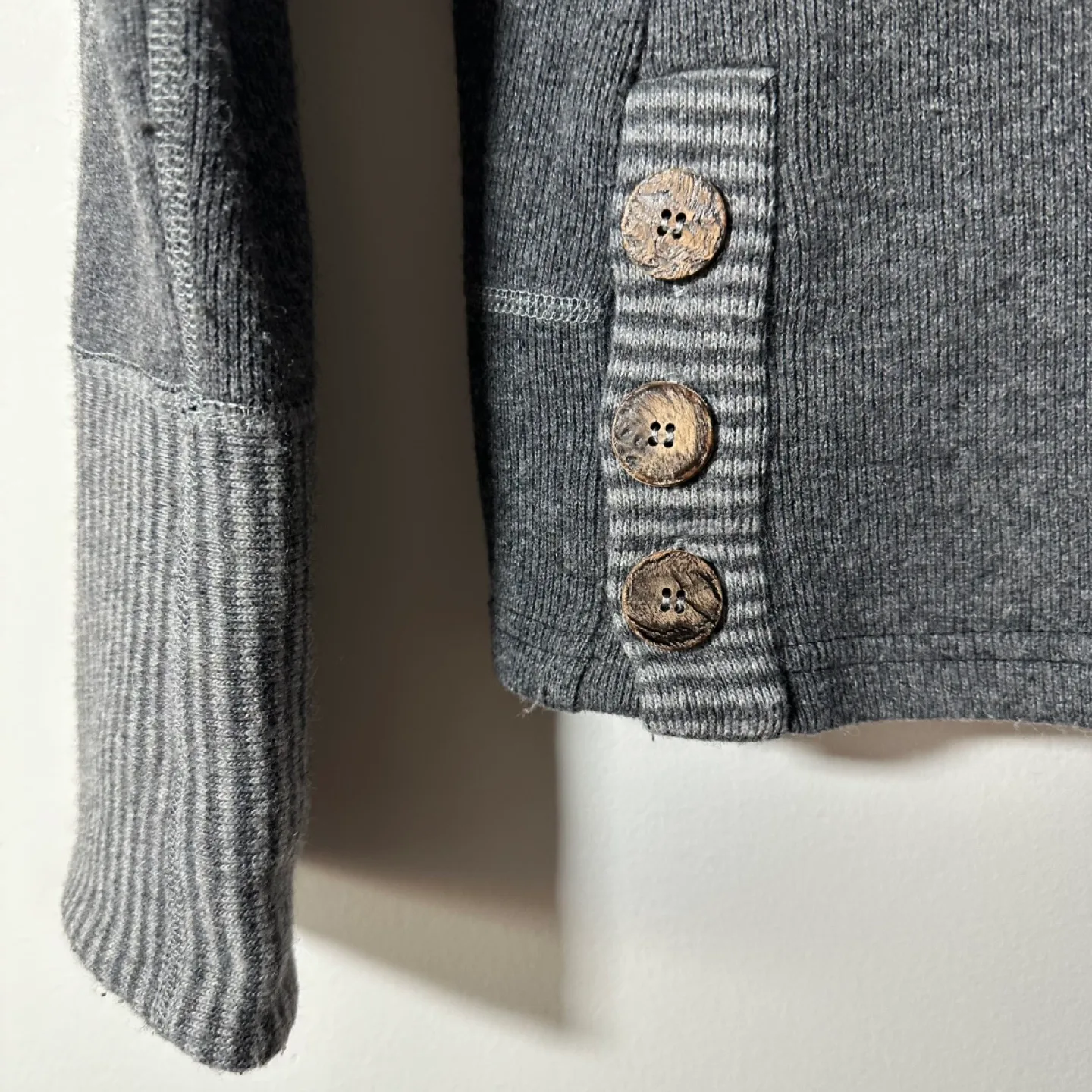 Prana Lucia Tie Funnel Neck Long Sleeve Grey Sweater Medium image indicator(6)