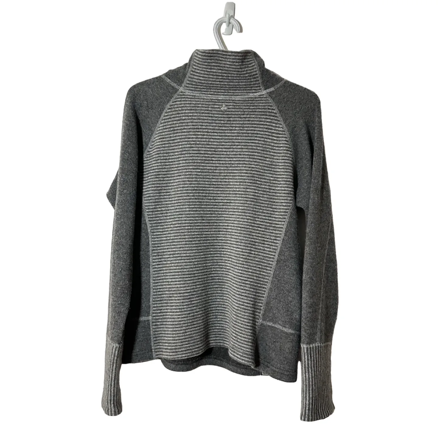 Prana Lucia Tie Funnel Neck Long Sleeve Grey Sweater Medium image indicator(2)