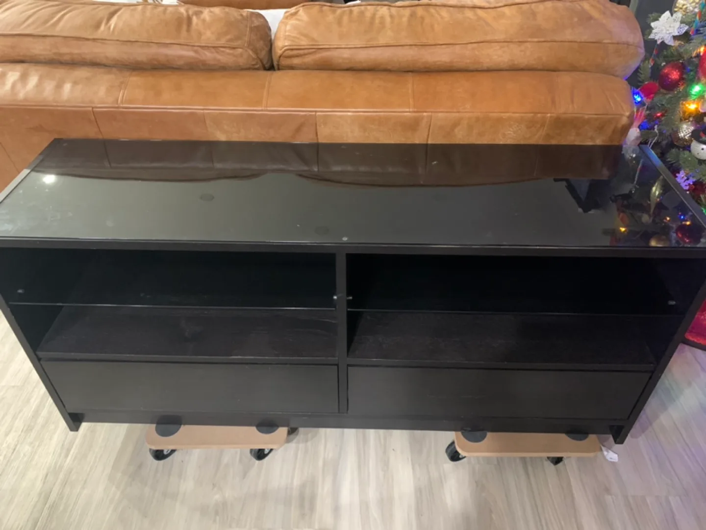 Black TV Stand with Glass Top thumbnail