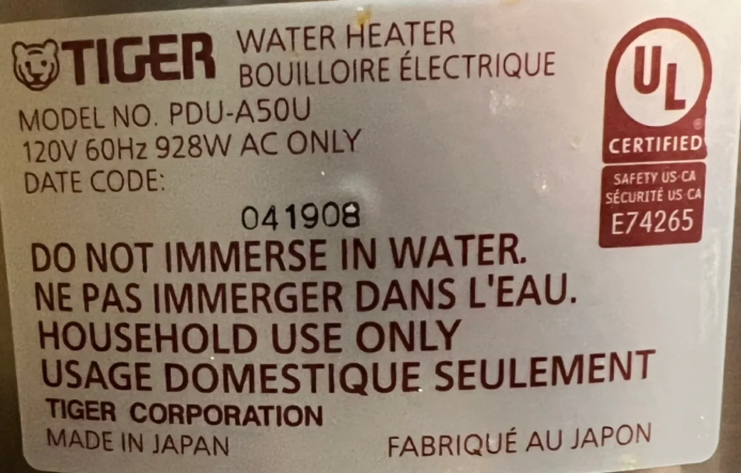 Tiger Electric Water Heater thumbnail
