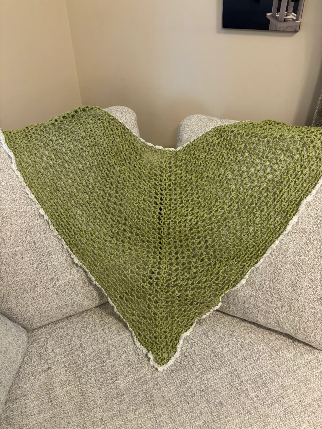 Green and White Crochet Shawl thumbnail