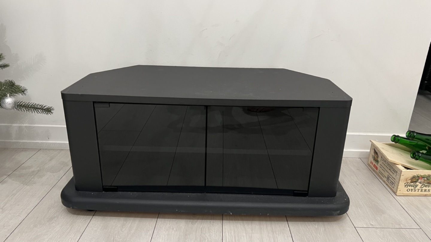Black TV Stand with Glass Doors