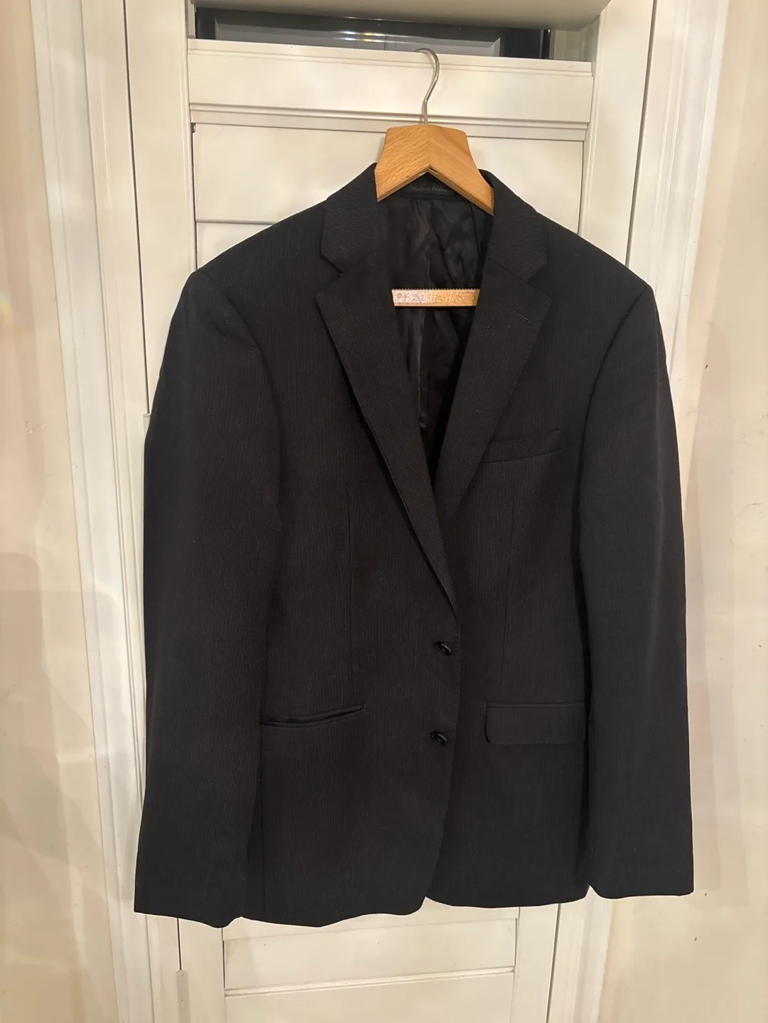 Black Fine Striped Suit Jacket thumbnail