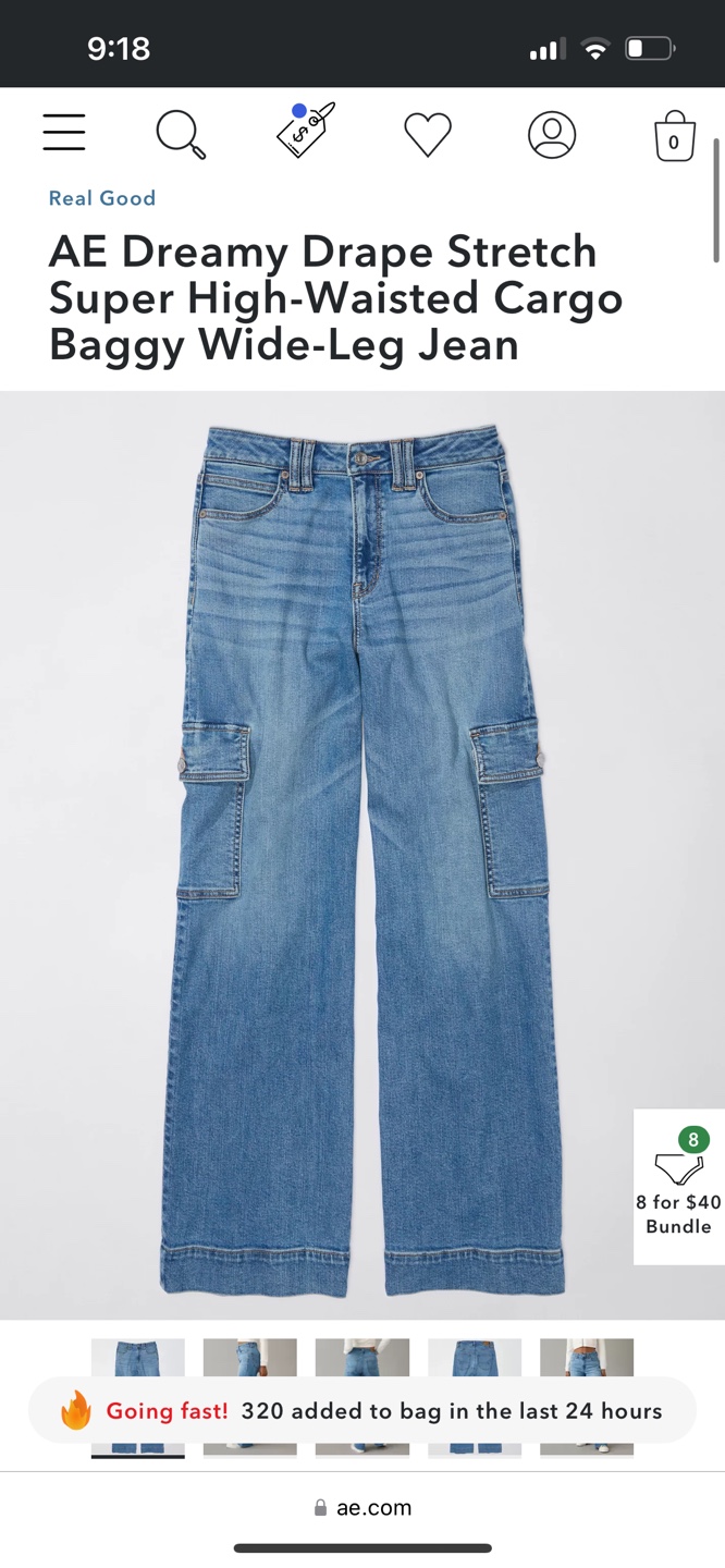AE Stretch Super High-Waisted Cargo Baggy Wide-Leg Jean