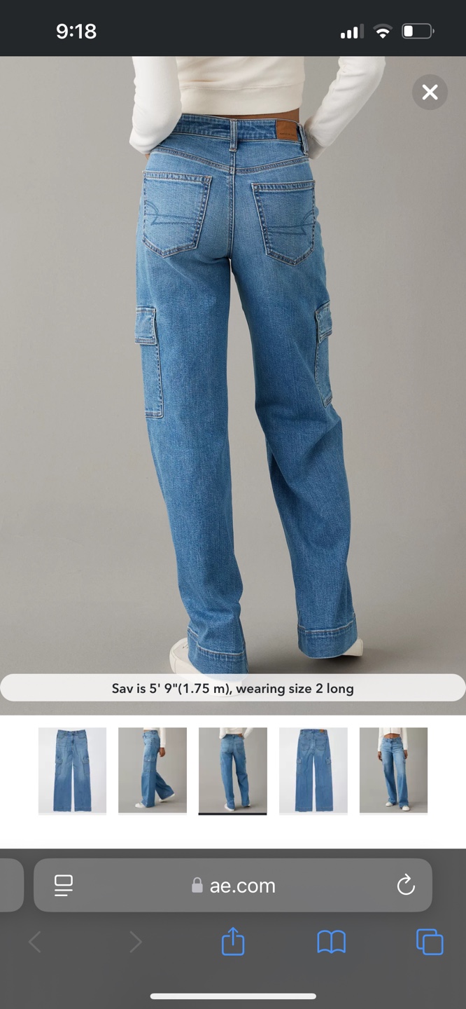 AE Stretch Super High-Waisted Cargo Baggy Wide-Leg Jean - photo 3