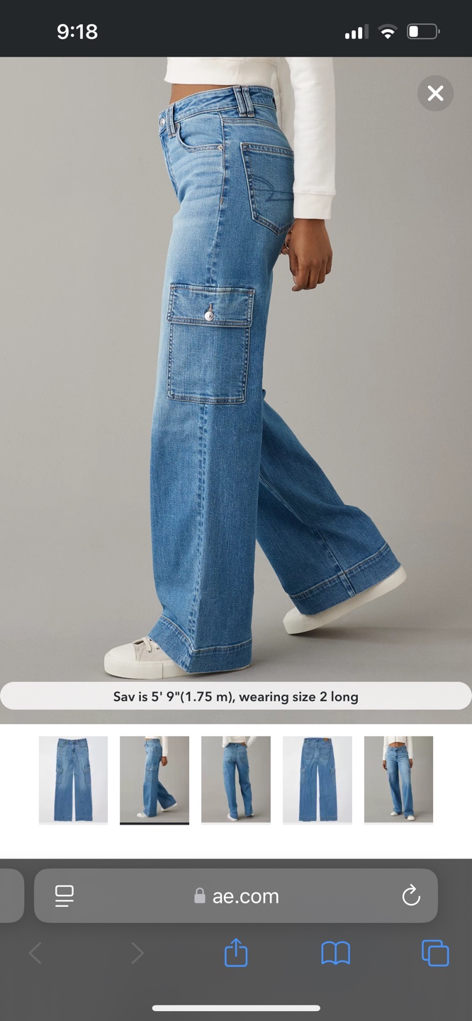 AE Stretch Super High-Waisted Cargo Baggy Wide-Leg Jean - photo 2