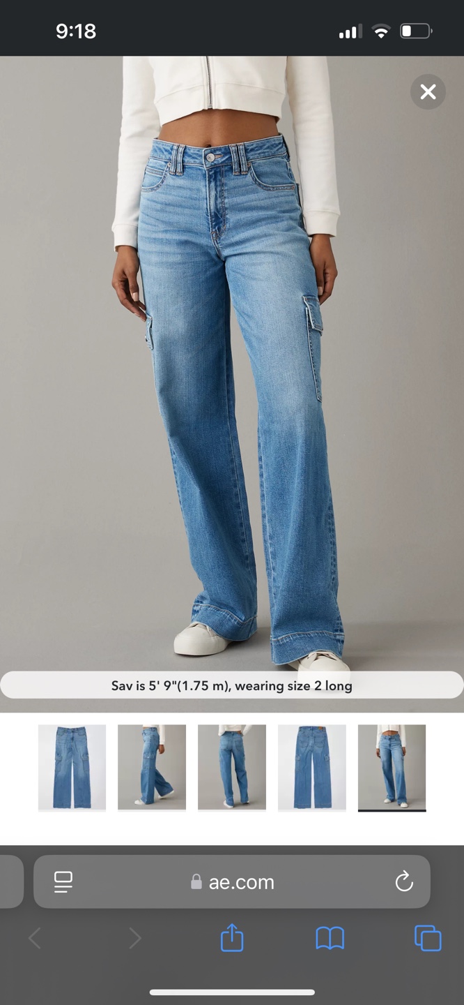 AE Stretch Super High-Waisted Cargo Baggy Wide-Leg Jean - photo 5