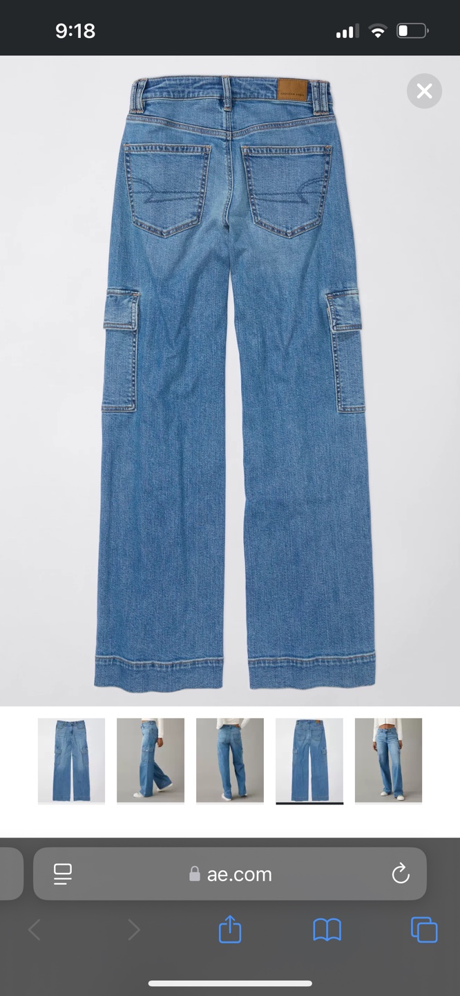 AE Stretch Super High-Waisted Cargo Baggy Wide-Leg Jean - photo 4