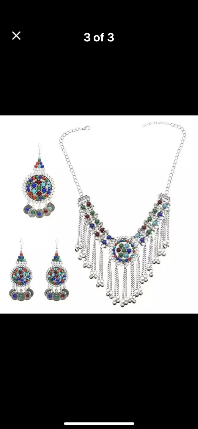 Afghani oxidized beautiful tassel   Wedding set image indicator(2)