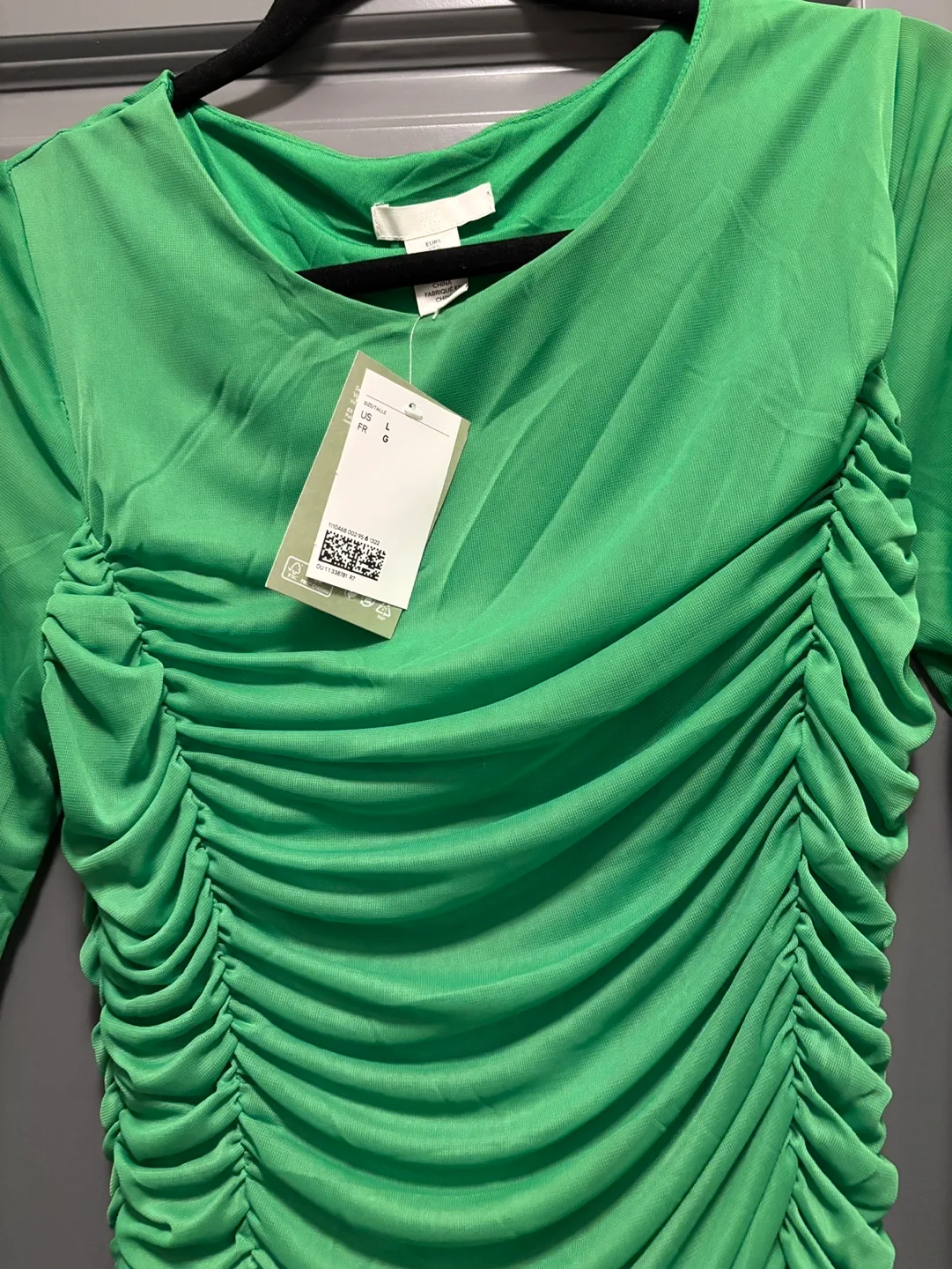 Green Ruched Long Sleeve mesh Mini Dress image indicator(6)