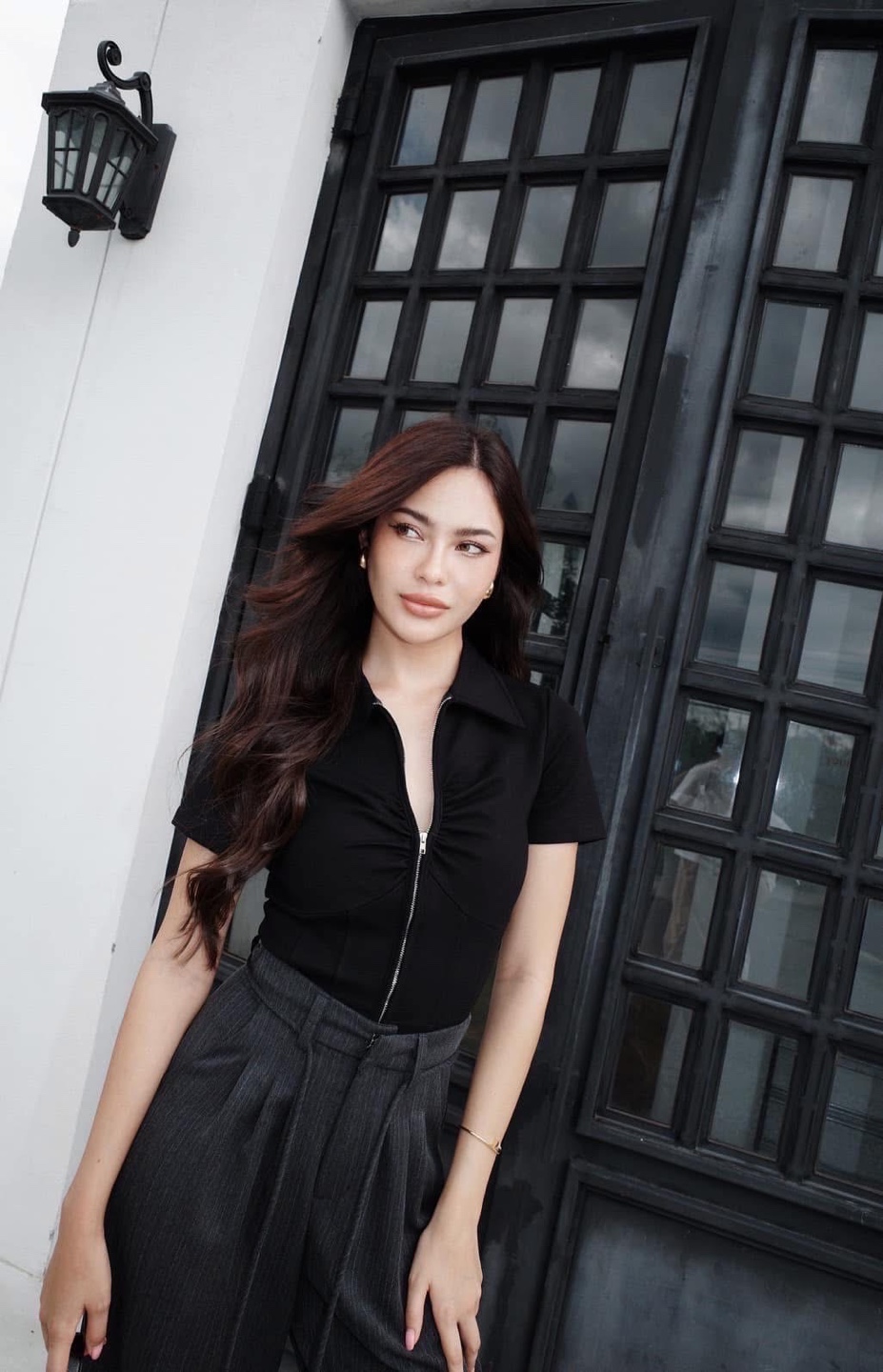 Zip Up Collared Crop Top - photo 3