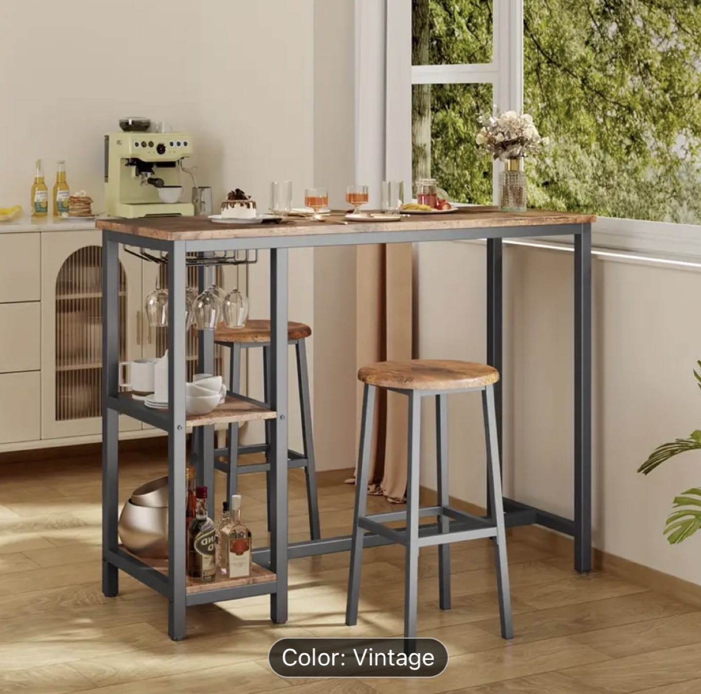Bar Table Set with Two Stools