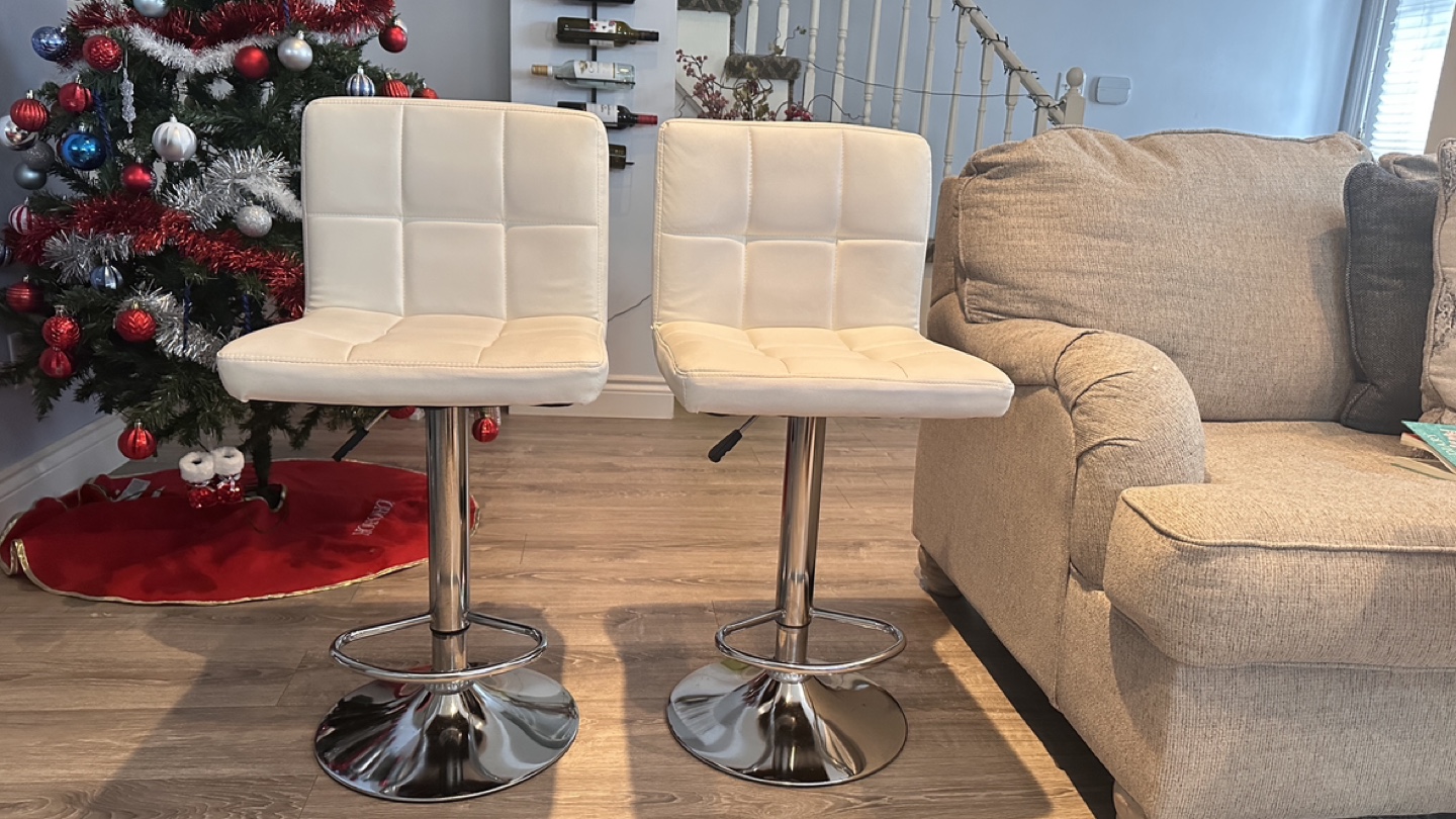 Set of 2 White Bar Stools - photo 2