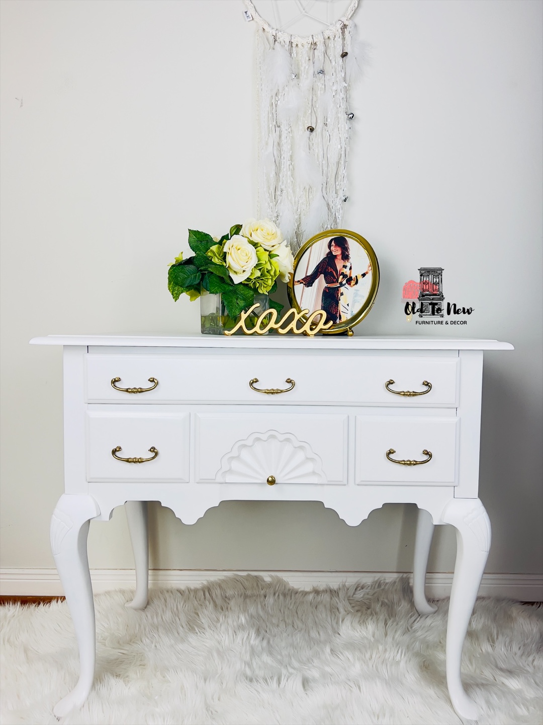 White Sideboard with Four Drawers