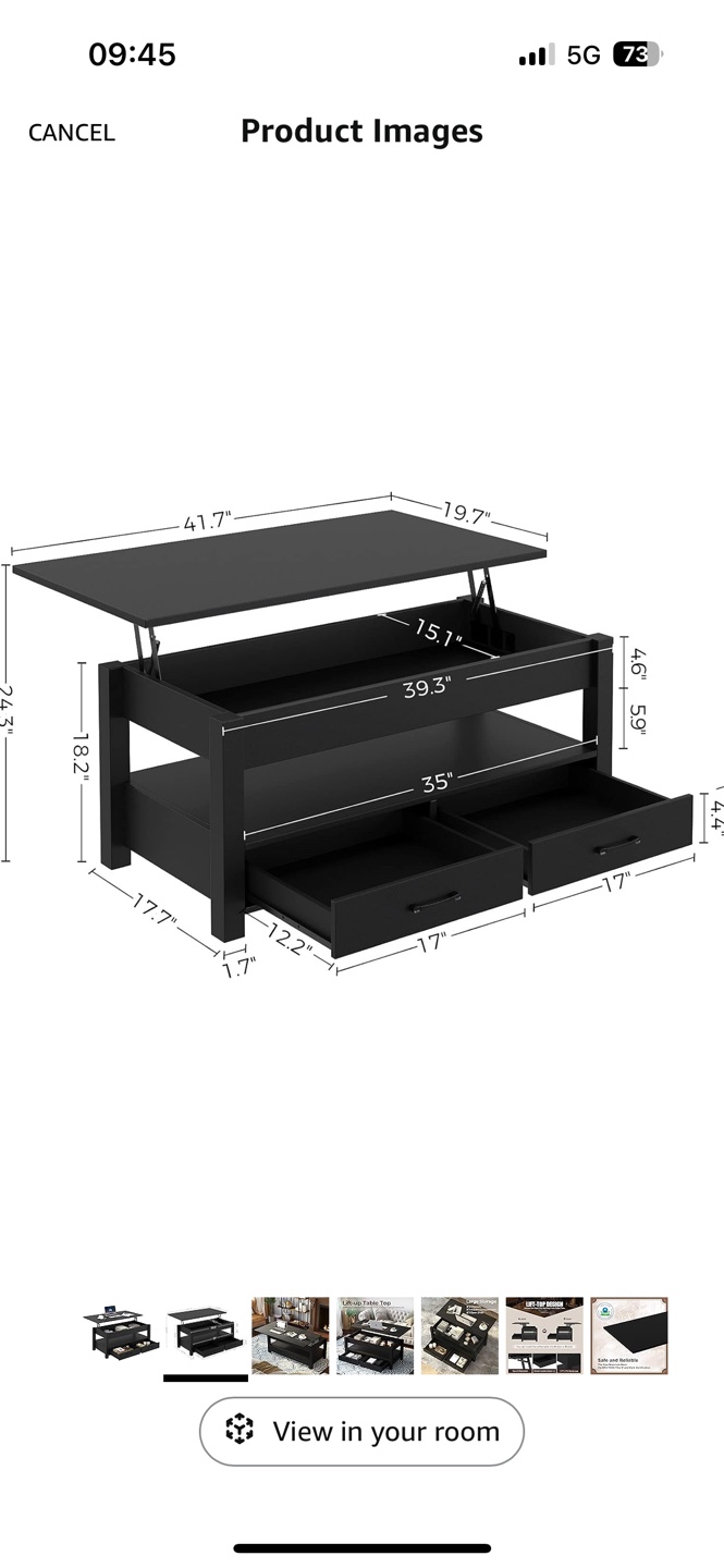 Lift Top Coffee Table with Storage