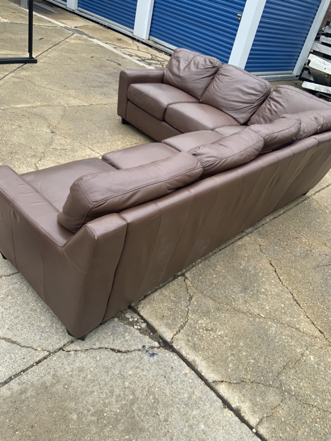Real Brown Leather Sectional Sofa - photo 2