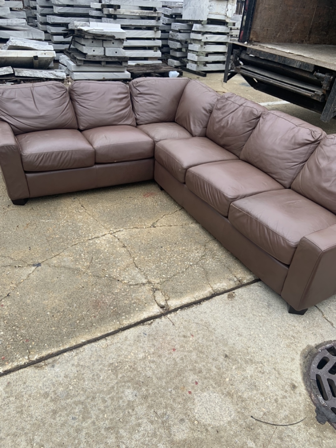 Real Brown Leather Sectional Sofa - photo 3