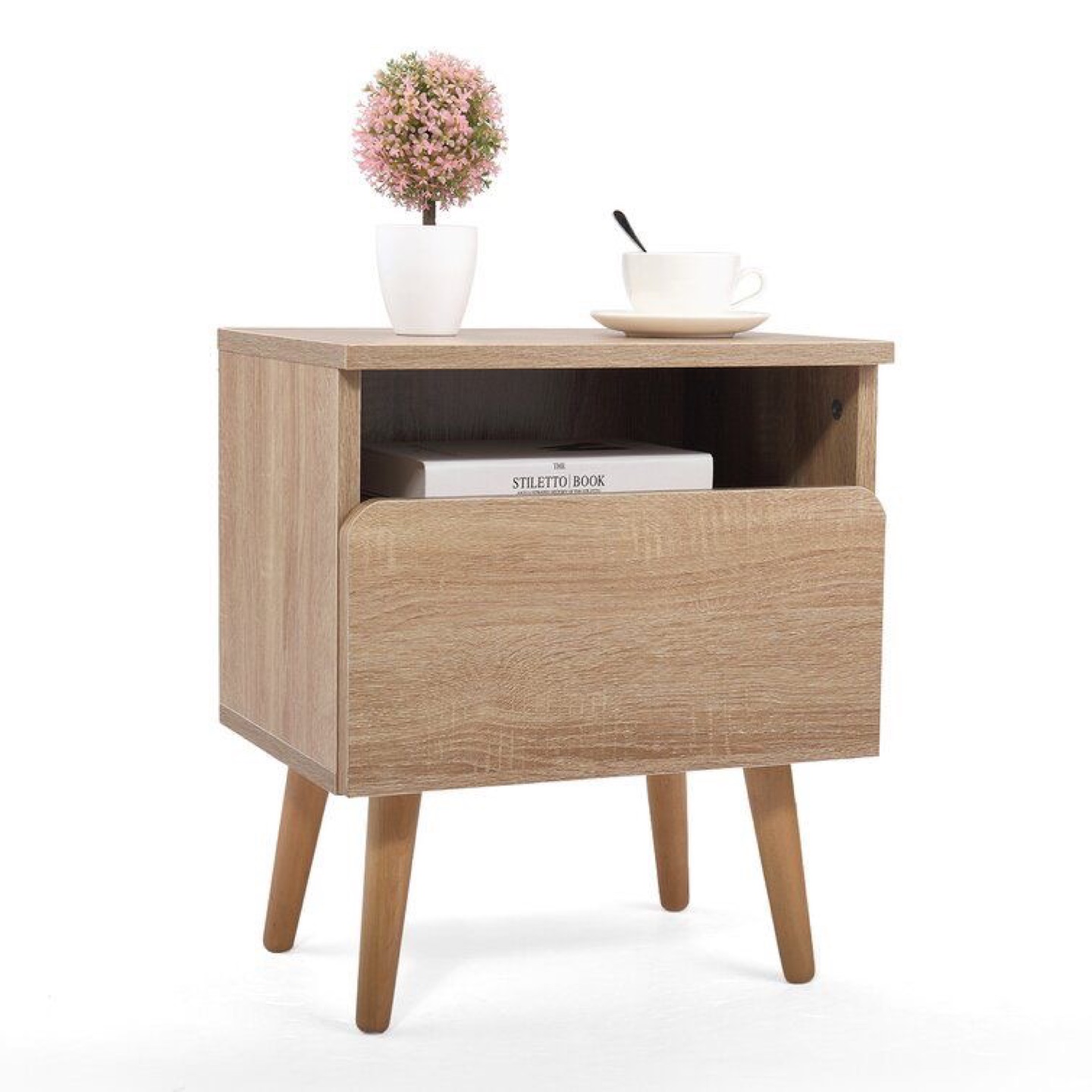 Nightstand with Drawer and Open Shelf