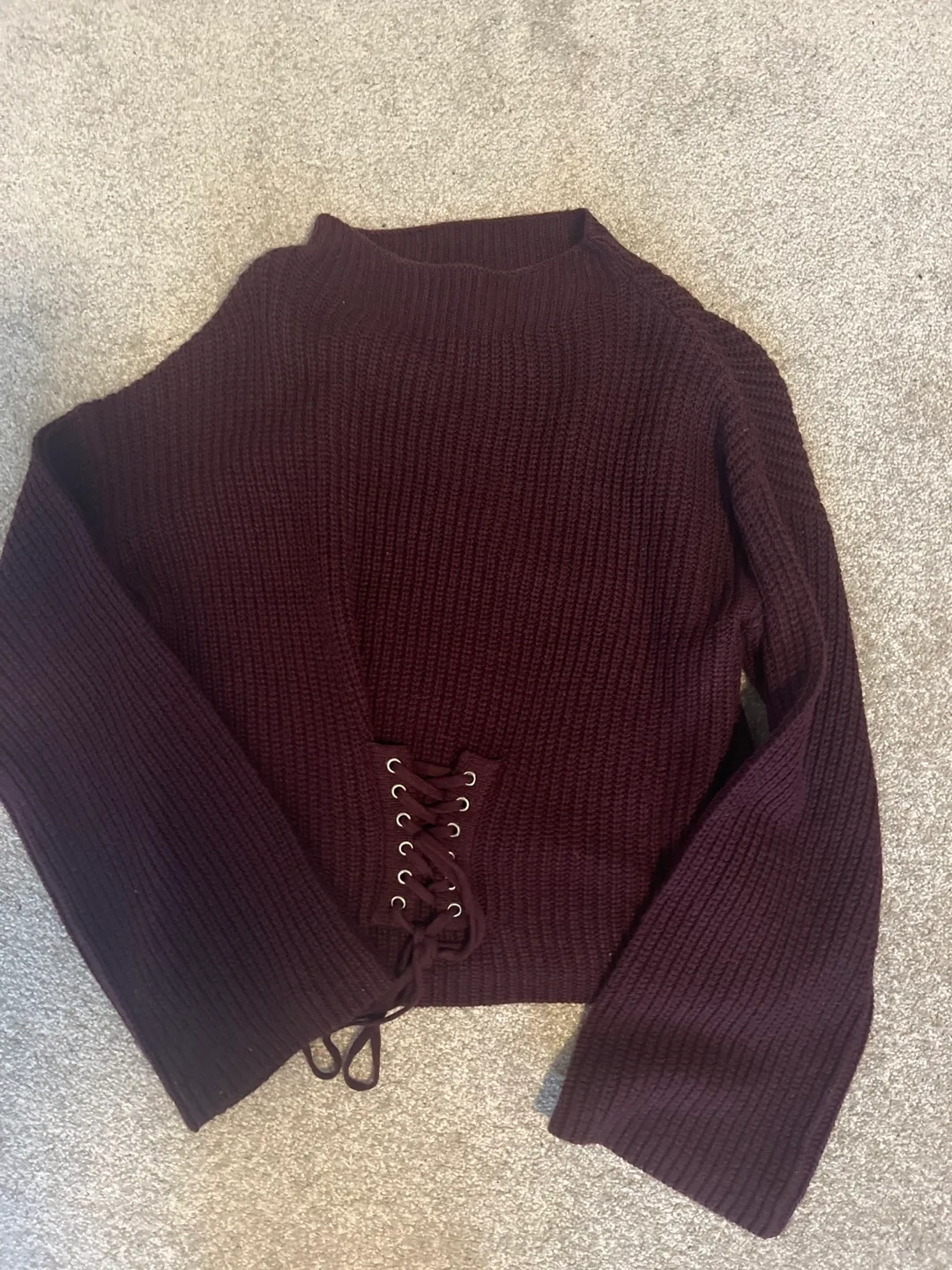 Urban Heritage Burgundy  Lace Up Sweater image indicator(2)