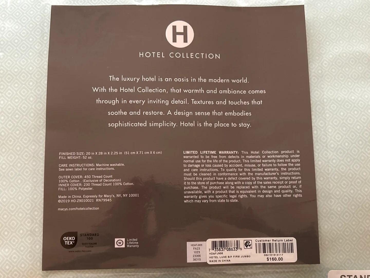 Hotel Collection Luxe Down Alternative Pillow Standard/Queen image indicator(5)