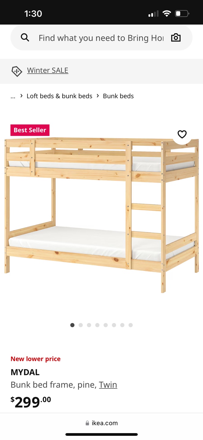 IKEA MYDAL Bunk Bed Frame, Pine, Twin