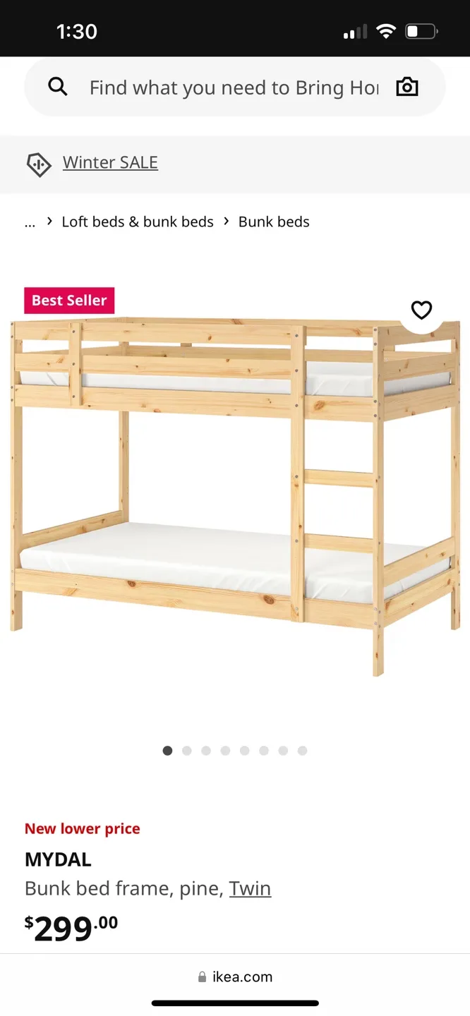 IKEA MYDAL Bunk Bed Frame, Pine, Twin thumbnail