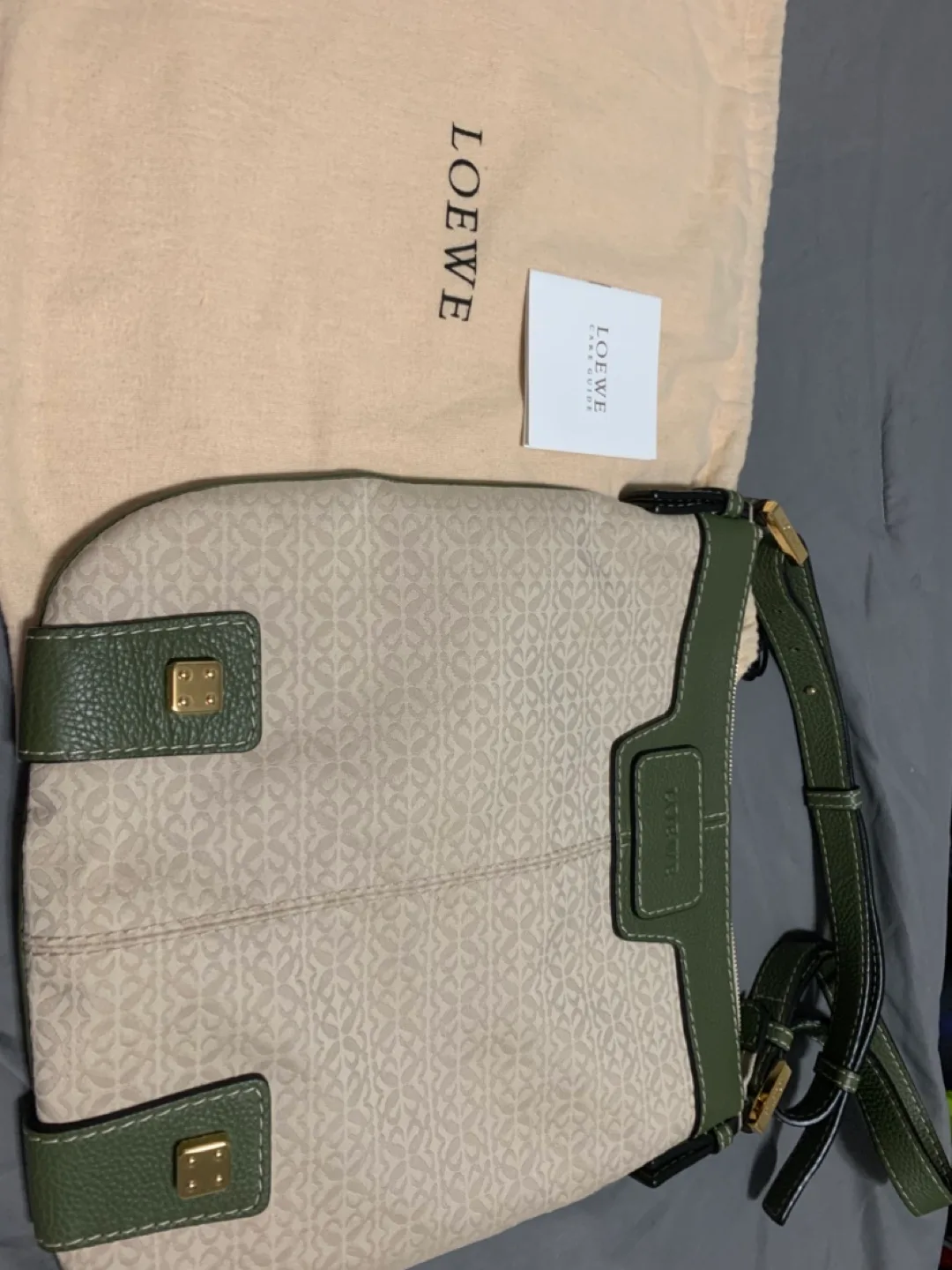 LOEWE green and beige handbag image indicator(3)