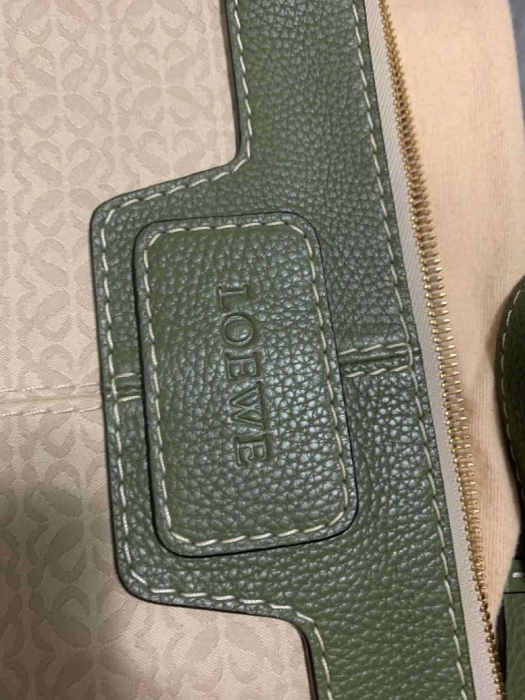LOEWE green and beige handbag image indicator(5)