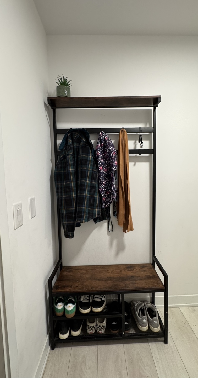 Coat Rack with Bench and Shoe Storage