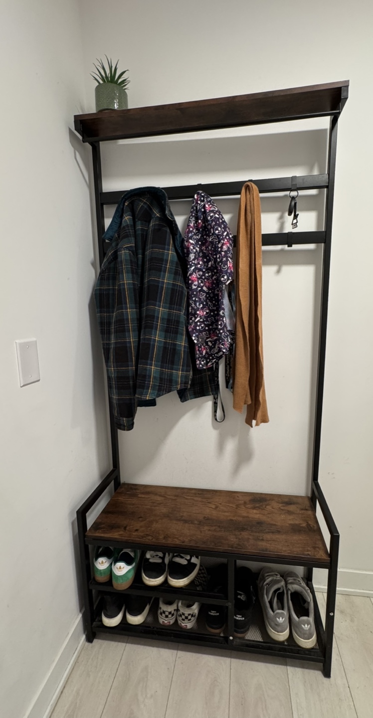 Coat Rack with Bench and Shoe Storage - photo 2