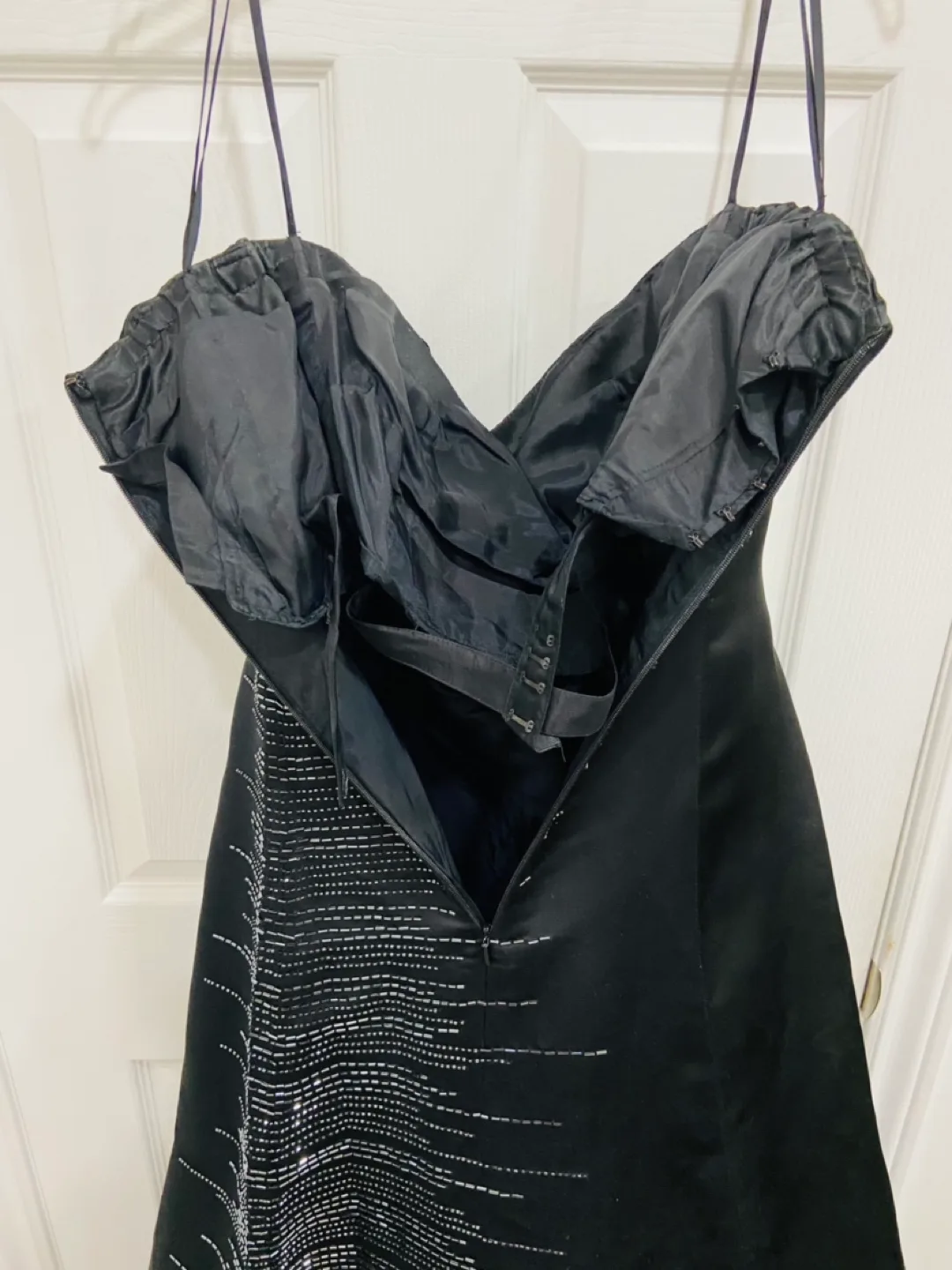 Black Strapless Silk Sequin Evening Gown image indicator(6)