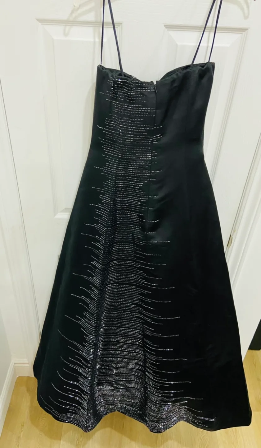 Black Strapless Silk Sequin Evening Gown image indicator(4)