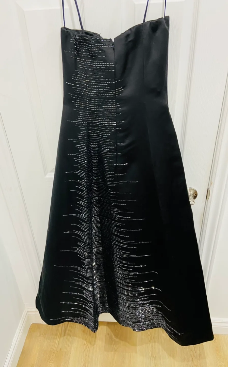 Black Strapless Silk Sequin Evening Gown image indicator(3)