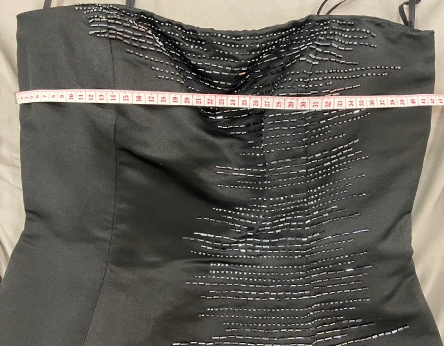 Black Strapless Silk Sequin Evening Gown image indicator(10)