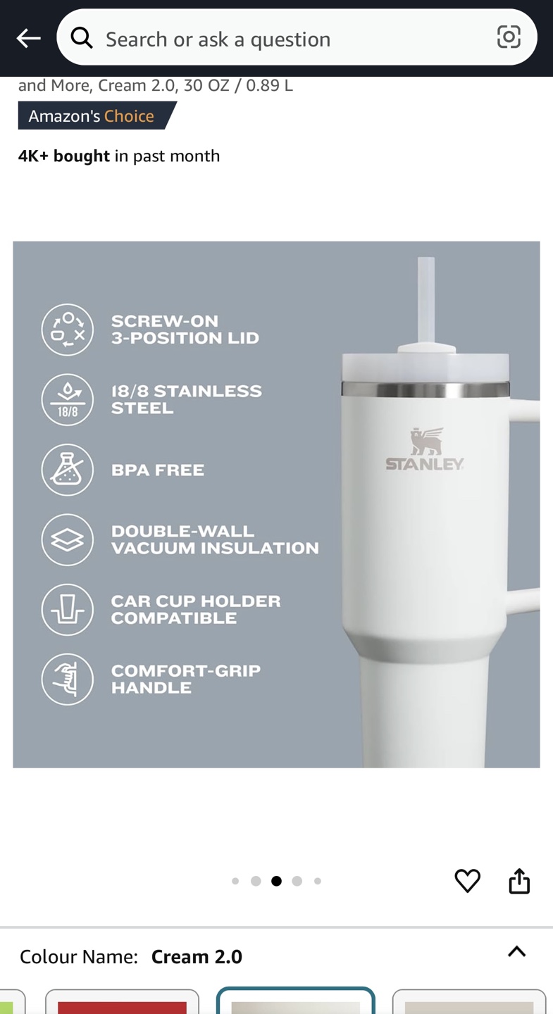 Stanley Quencher H2.0 Tumbler 30 oz Cream 2.0