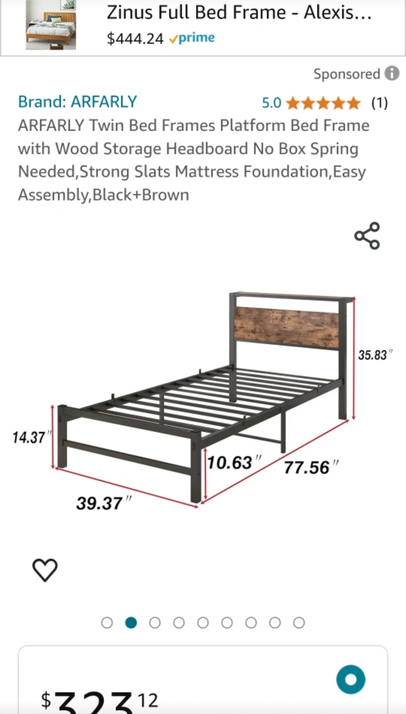 ARFARLY Twin Bed Frame with Headboard - photo 2