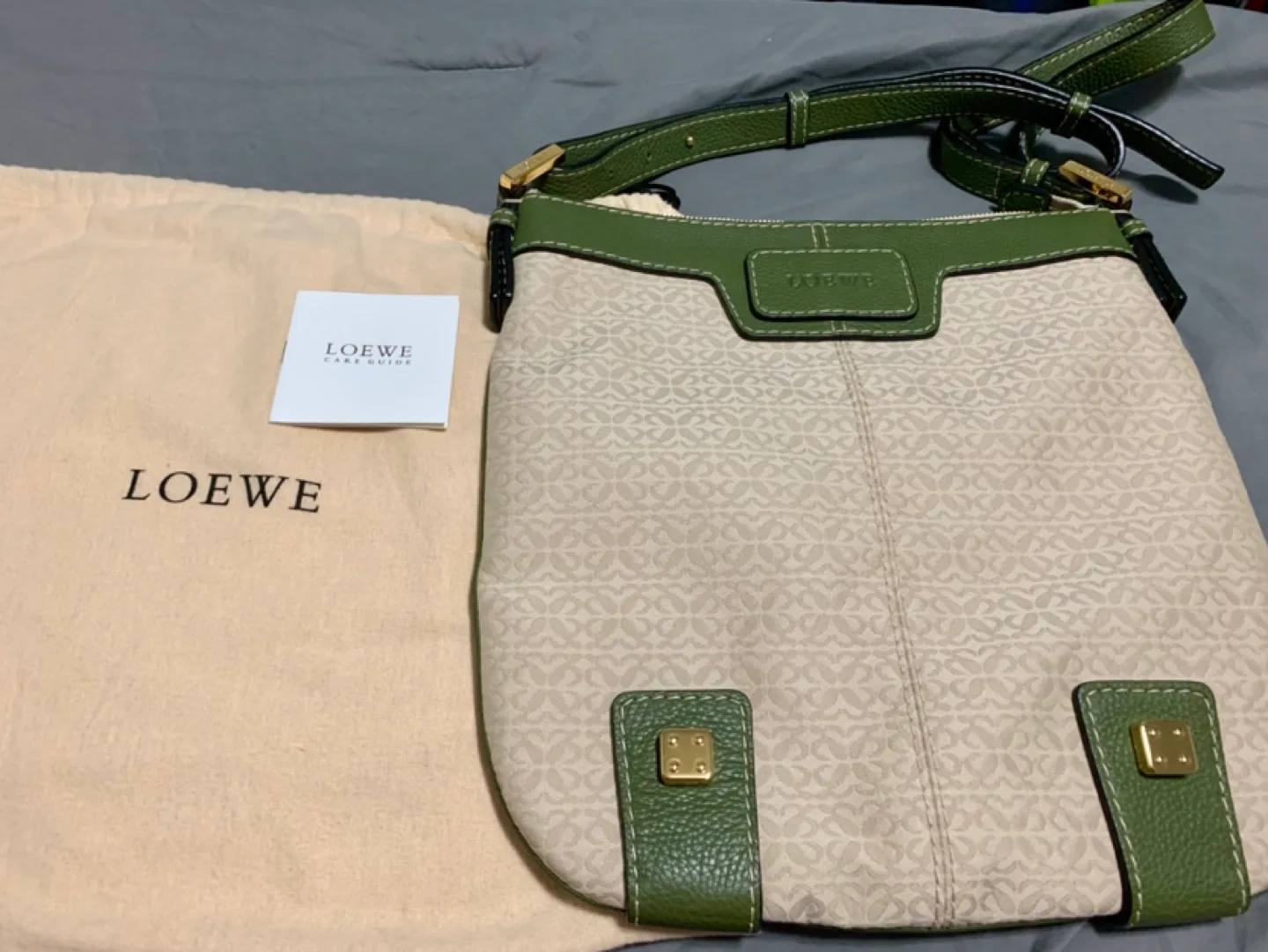 LOEWE green and beige handbag image indicator(6)