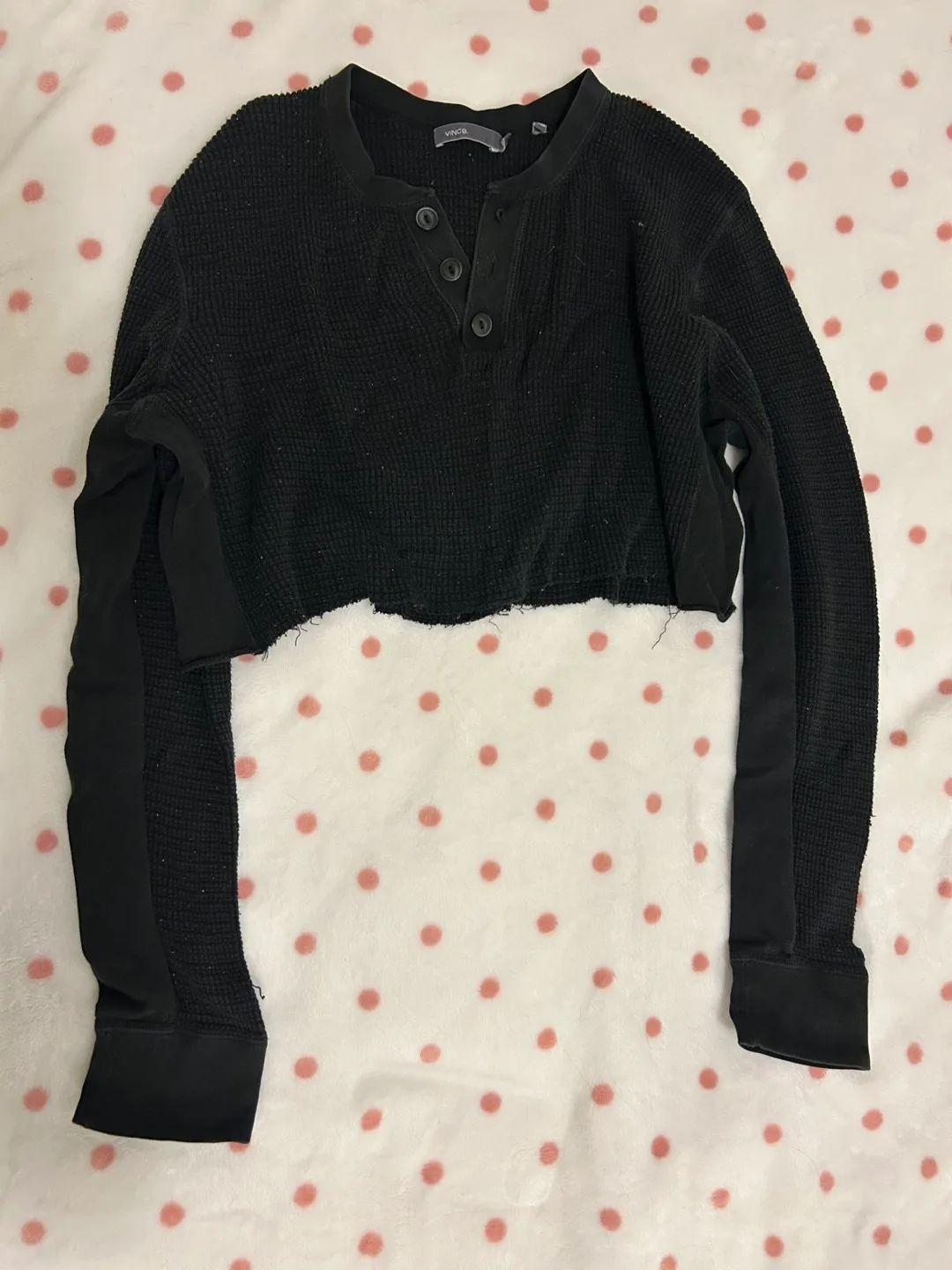 Vince Black Cropped Waffleknit Long Sleeve #freecycle thumbnail