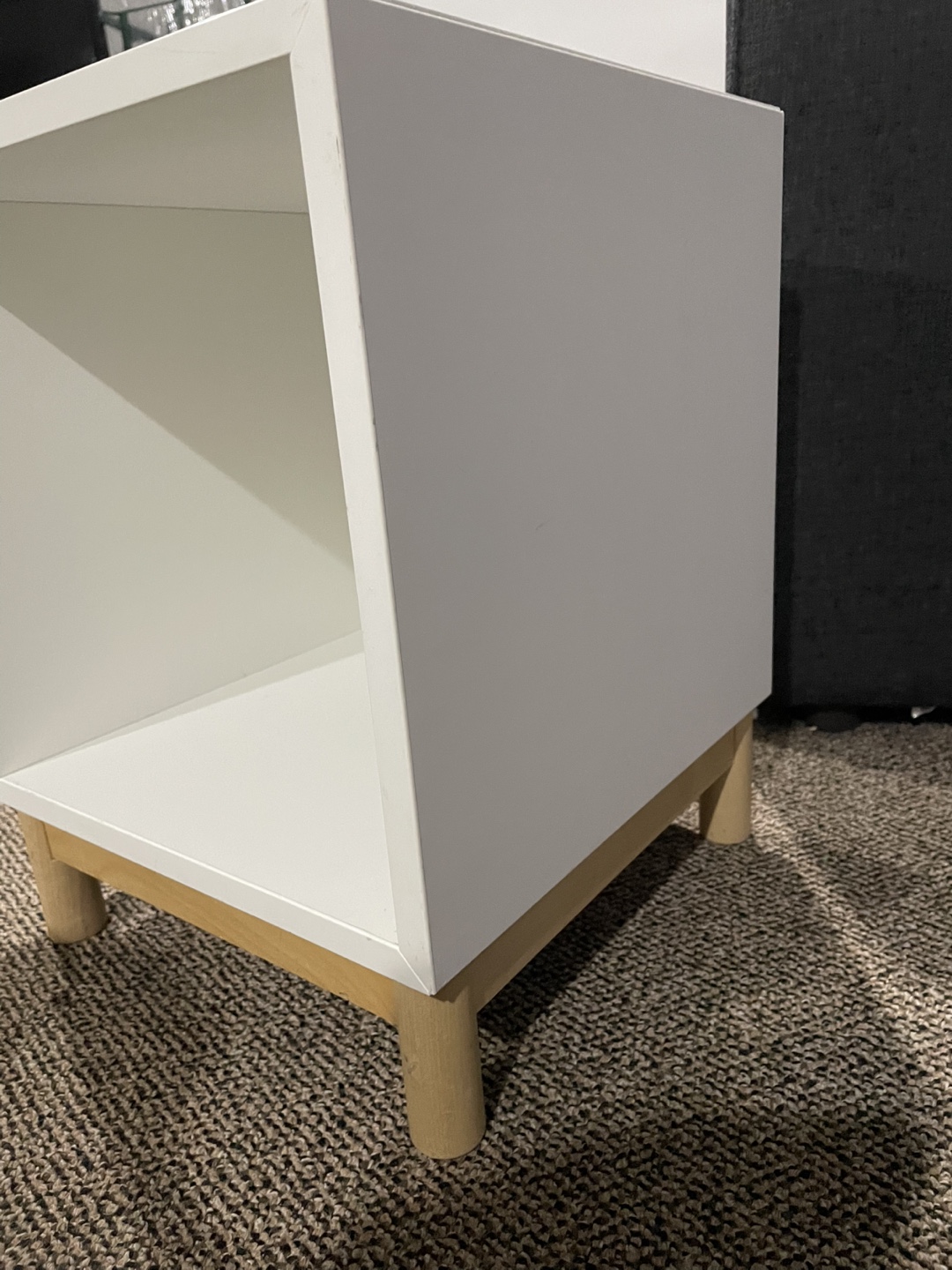 White Cube End Table with Wooden Legs - photo 3