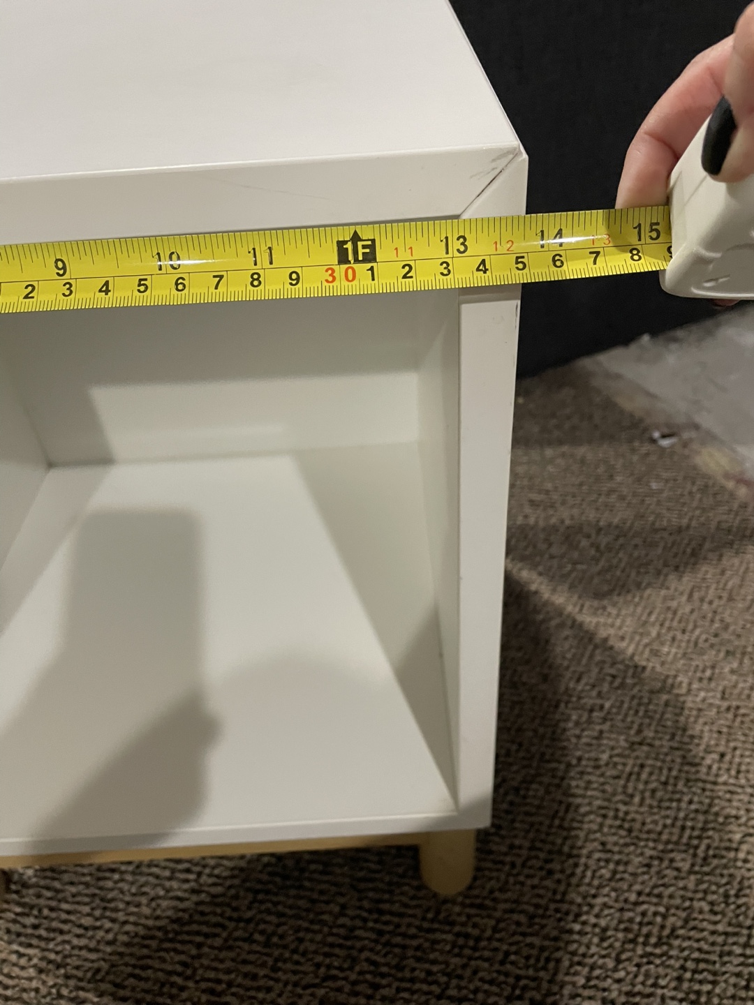 White Cube End Table with Wooden Legs - photo 4